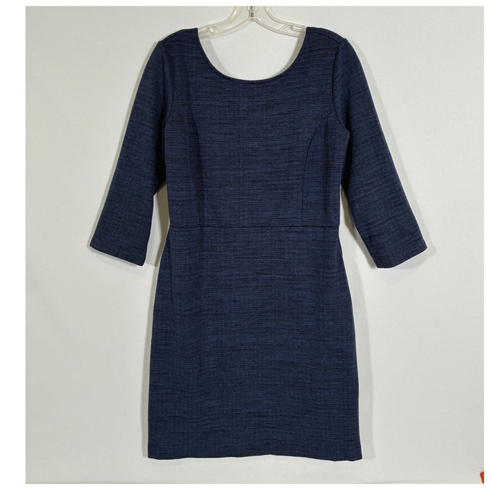 Banana Republic Womens 12 Navy Blue Textured Scoop Back Sheath Dress 516880